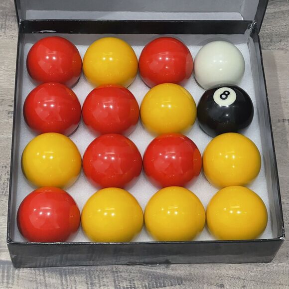 PowerGlide Billiards Pool Balls Red/Yellow 2" Pack of 16 - Picture 1 of 4